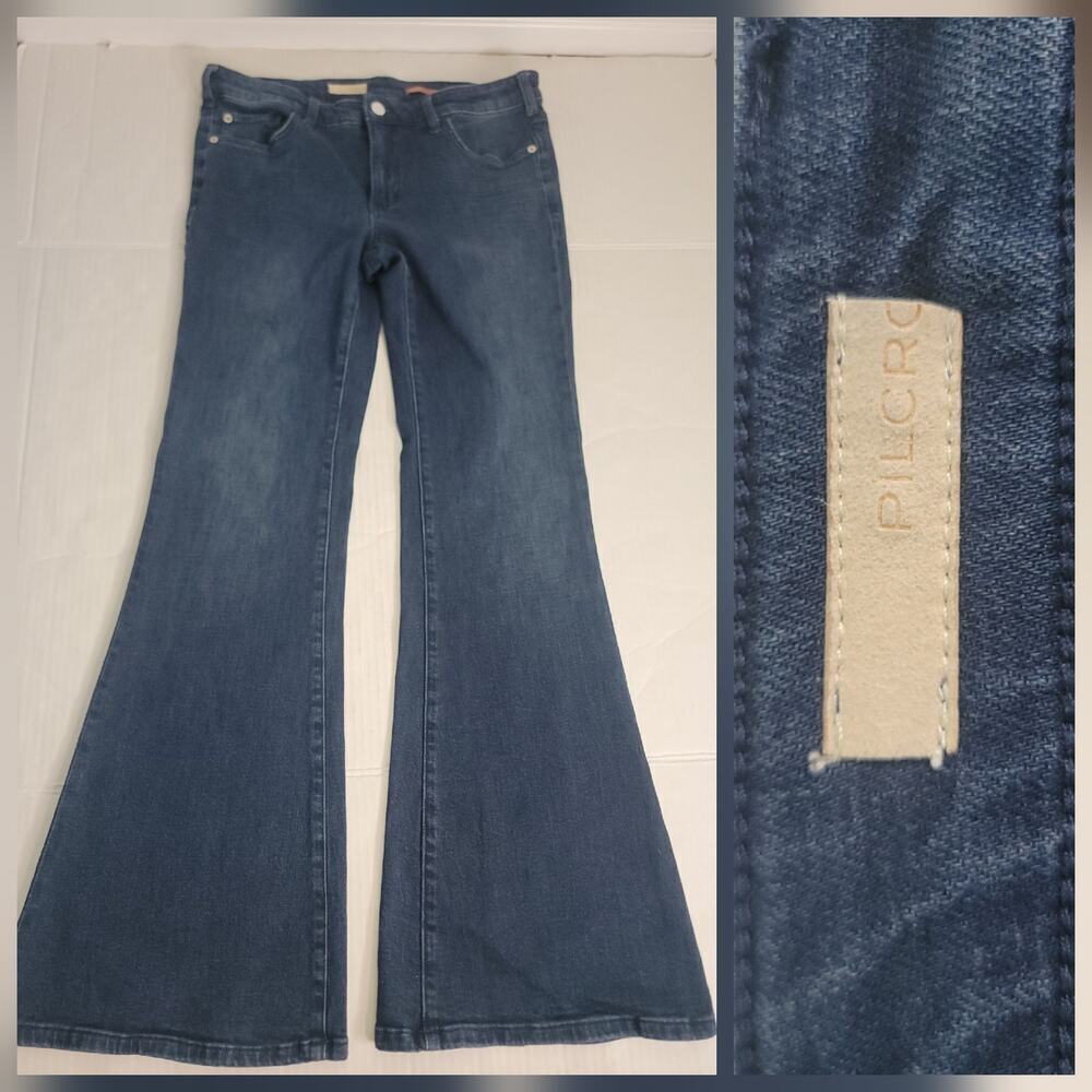 Pilcro Anthropologie Jeans SZ 30X33 Wide Leg Flared Dark Wash Mid Rise OB1531284